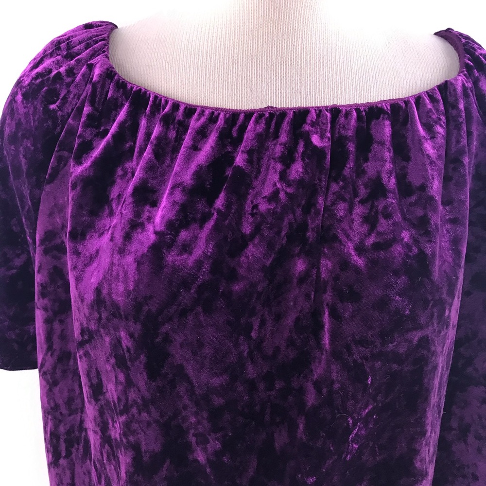 Cooper & Ella Purple Velvet Off the Shoulder Top - Picture 3 of 8